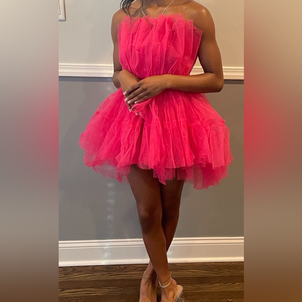 Fashion Nova Exclusive Tulle Mini Dress - Hot Pink